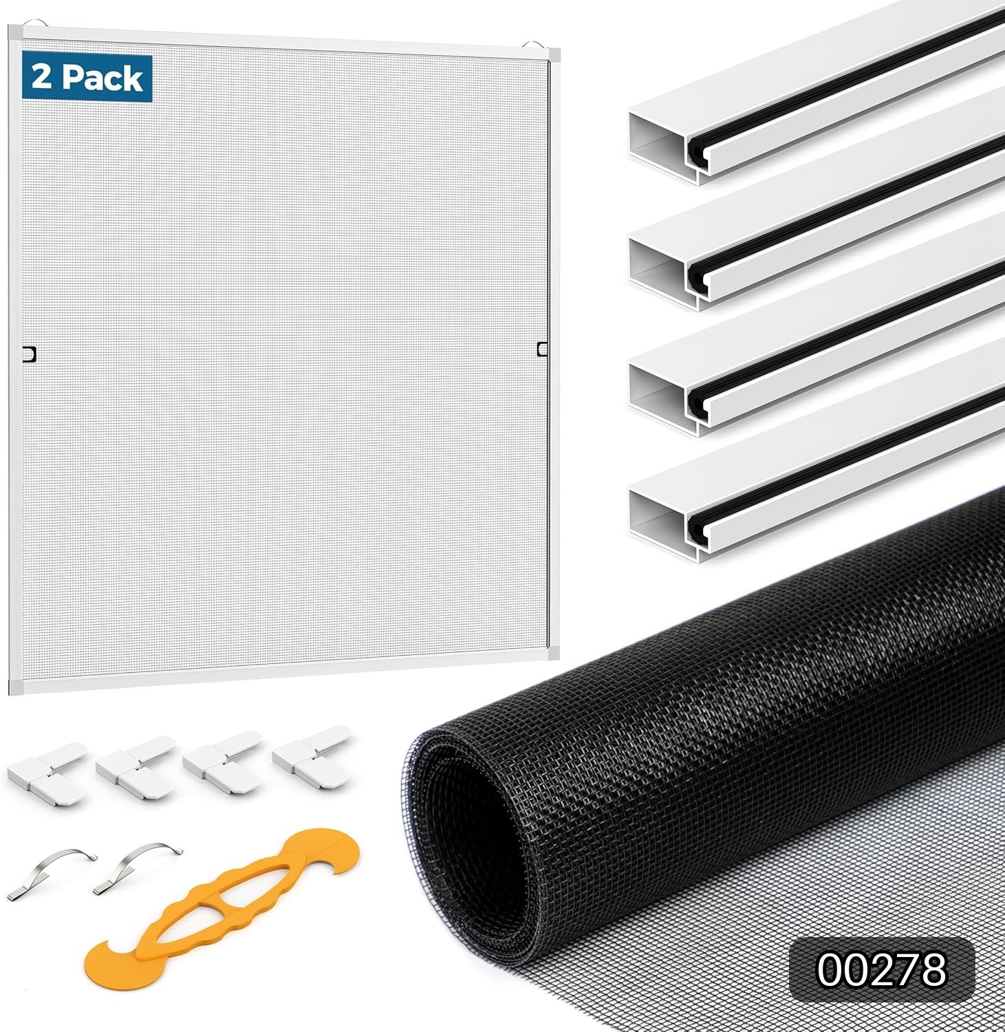 Augblinds DIY Aluminum Window Screen Frame Kit, 2 Sets, 46 in, White | #R08