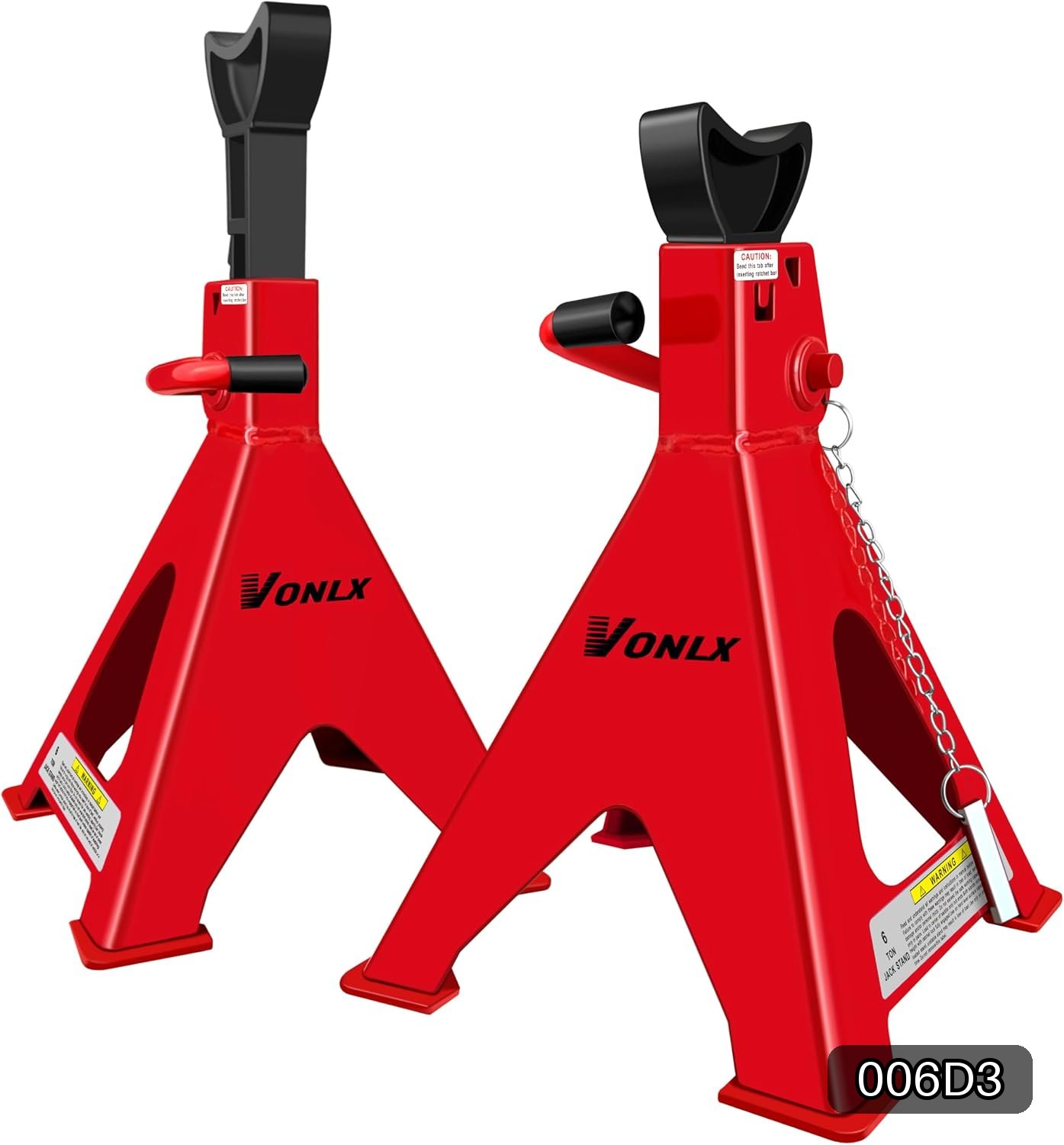 6-Ton Carbon Steel Double-Lock Jack Stands, 2-Pack #R033