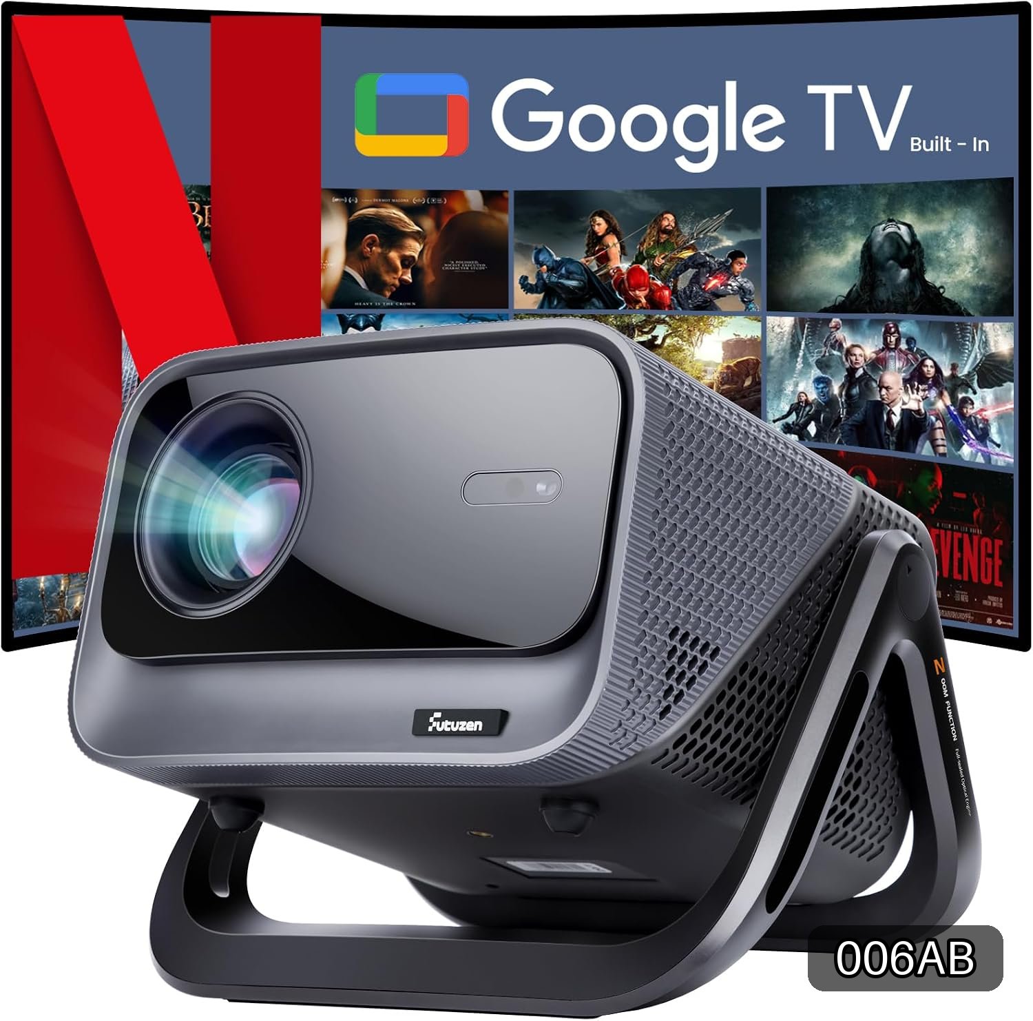 Smart 1080p Projector with WiFi 6 and Bluetooth #R017