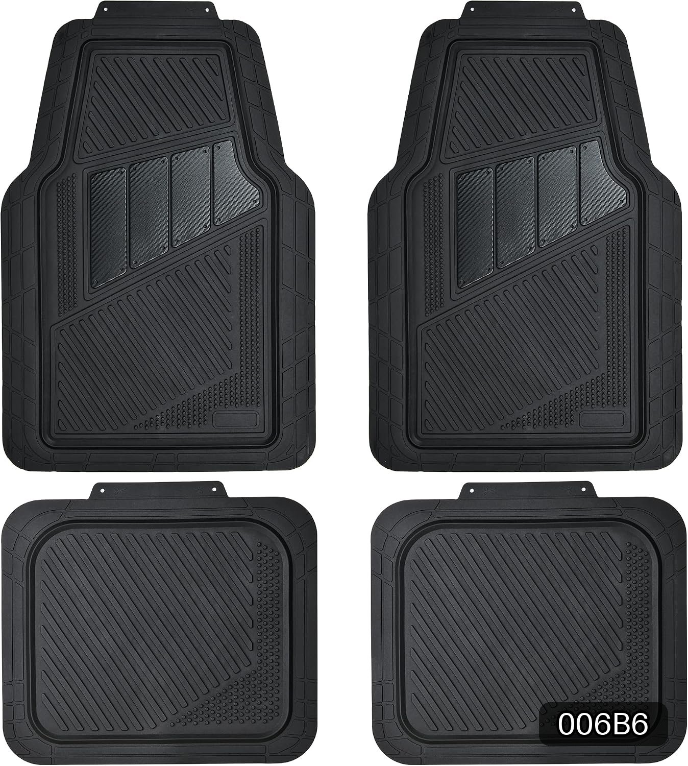 Universal 4-Piece Heavy-Duty All-Weather Rubber Car Floor Mats #R039