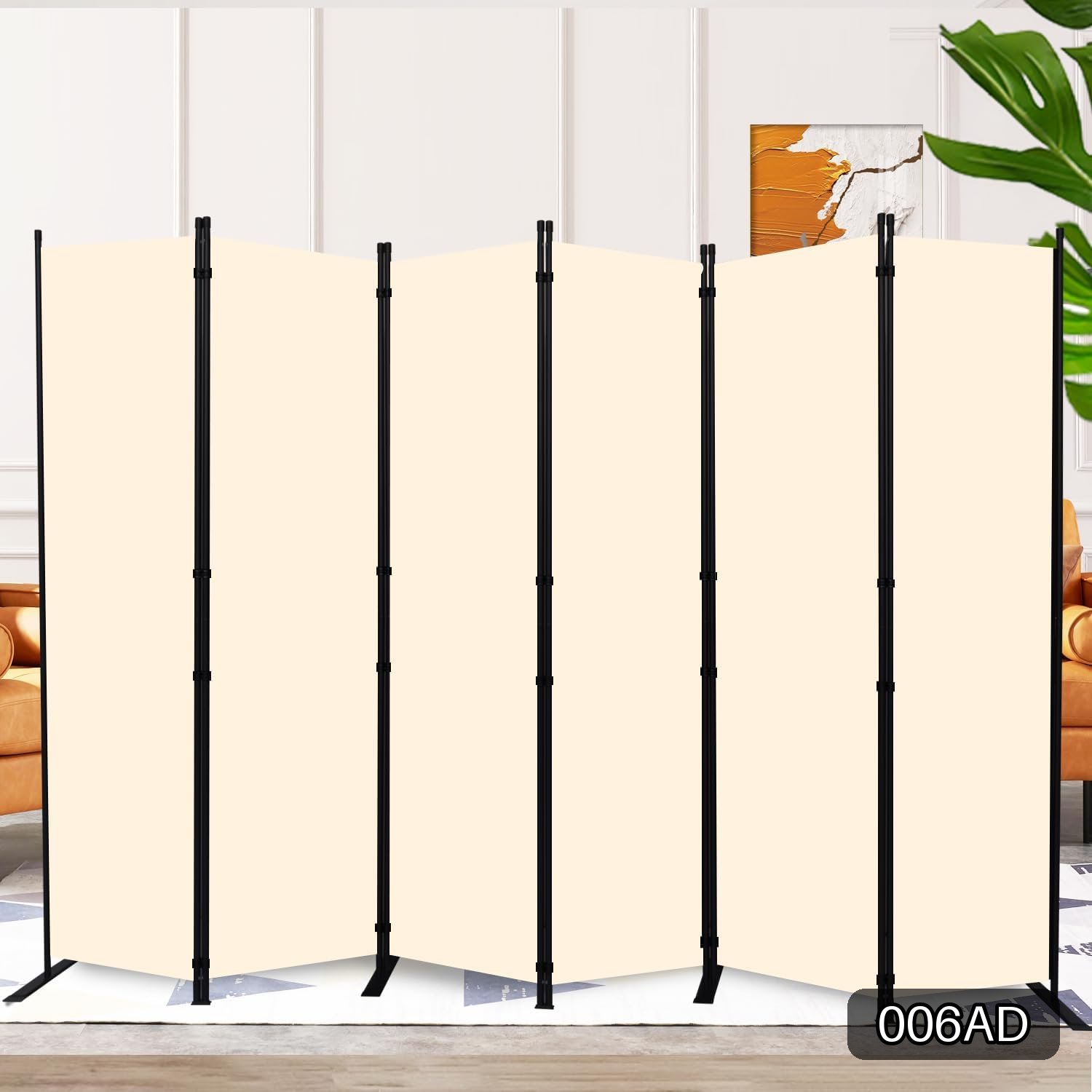 6-Panel Folding Privacy Screen Room Divider, 11 ft Wide x 6 ft Tall #R039